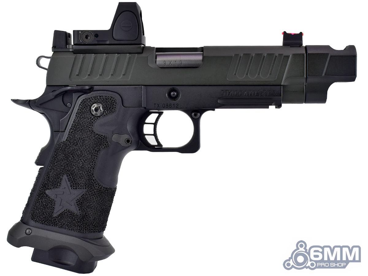 Staccato Licensed C2 COMP SOC 2011 Gas Blowback T8 Airsoft Pistol w/ Muzzle Compensator (Model: Green Gas / Gun Only) - Logic Airsoft