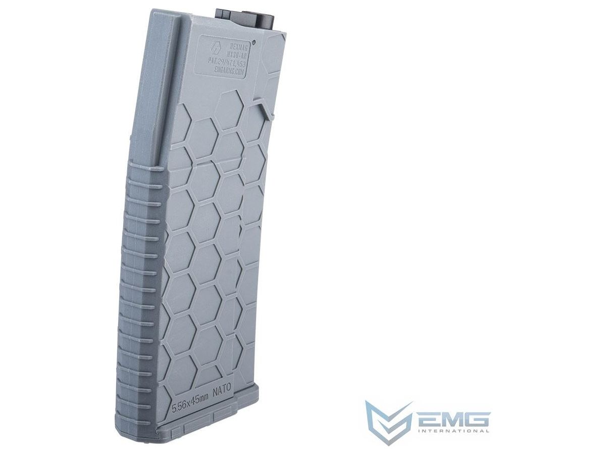 EMG Hexmag Licensed 230rd Polymer Mid-Cap Magazine for M4 / M16 Series Airsoft AEG (Color: Grey / Single Magazine) - Logic Airsoft