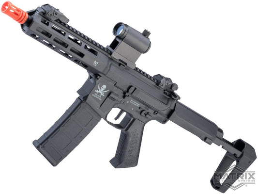Matrix "Calico Jack" Polymer M4 Airsoft AEG Rifle w/ M-LOK Handguard & MOSFET (Model: PDW / Polymer Handguard / Tanker Stock / Black)